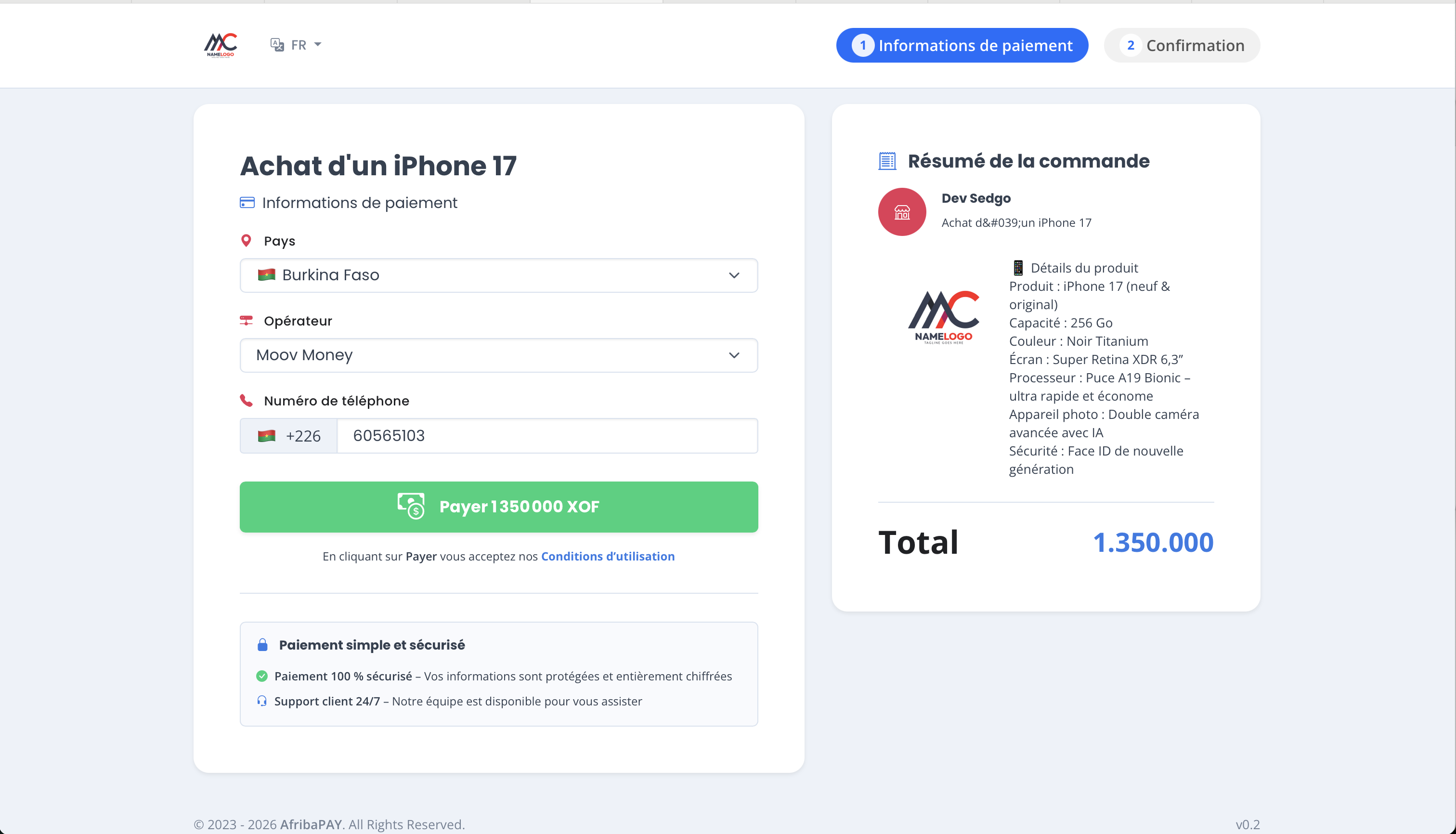 Afribapay Checkout – Solutions de paiement